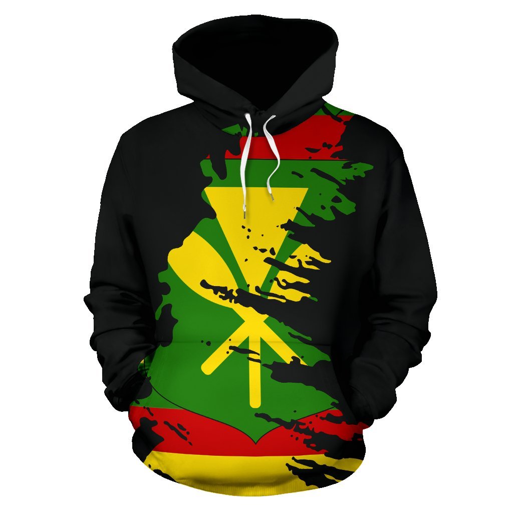 Hawaii Hoodie Kanaka Maoli Flag Painting - Polynesian Pride