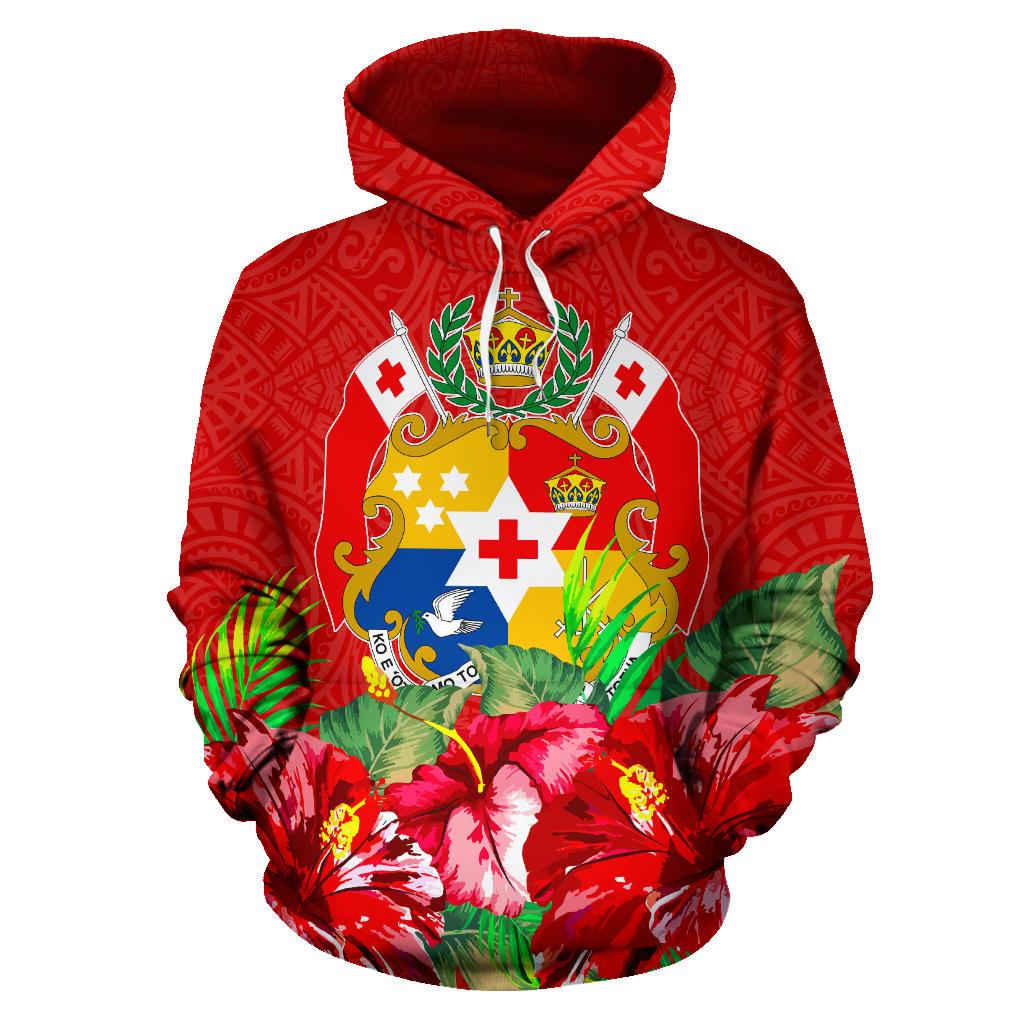 Tonga Polynesian Hoodie Flag Hibiscus - Polynesian Pride