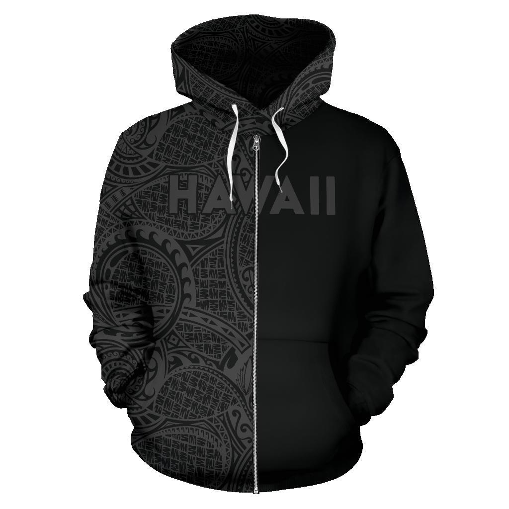 Polynesian Madame Pele Kanaka Hawaii Zip Hoodie The Half Grey - Polynesian Pride