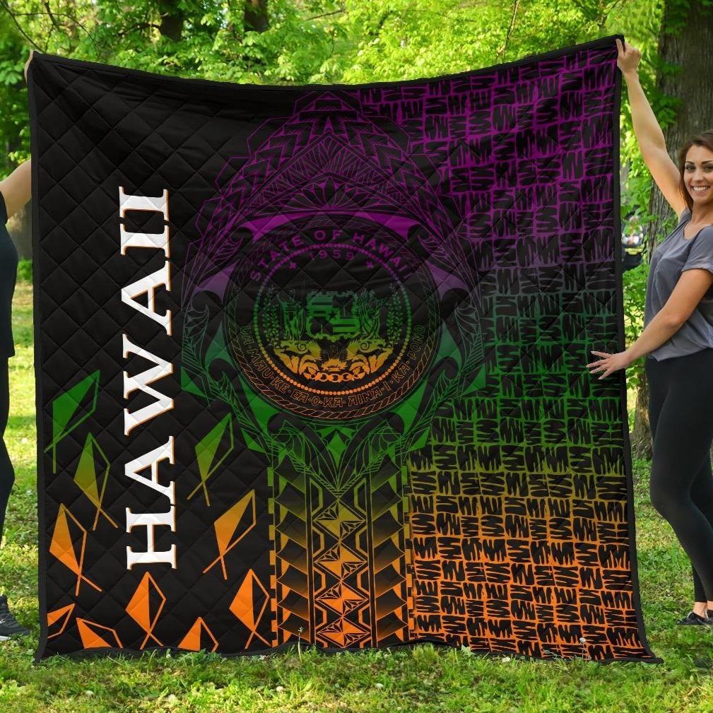 Hawaii Premium Quilt - Hawaii Seal Rocket Style Black - Polynesian Pride