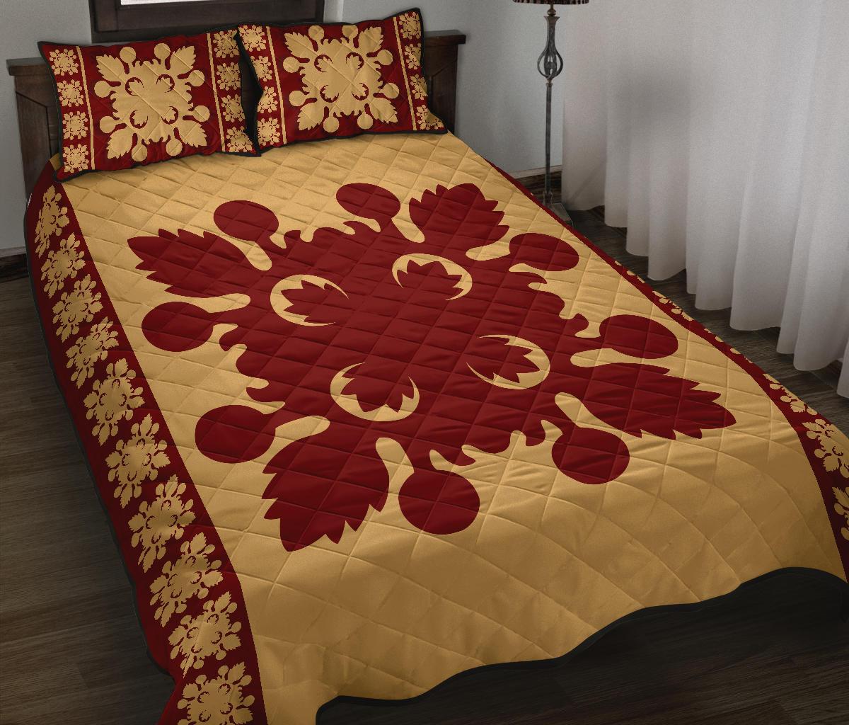 Hawaiian Quilt Pattern Palm Quilt Bed Set - Polynesian Pride