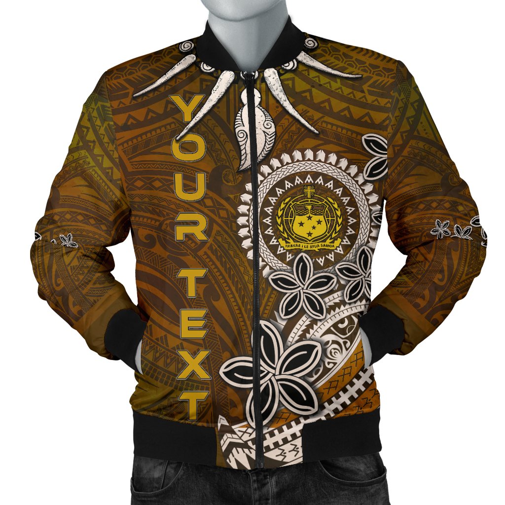 Samoa Custom Personalised Men's Bomber Jackets - Polynesian Boar Tusk Brown - Polynesian Pride