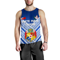 Mate Ma'a Tonga Rugby Men's Tank Top Polynesian Creative Style - Blue Art - Polynesian Pride