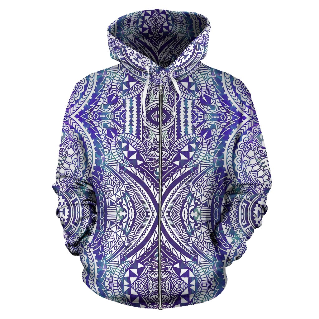 Polynesian Zip up Hoodie Tribal 02 - Polynesian Pride