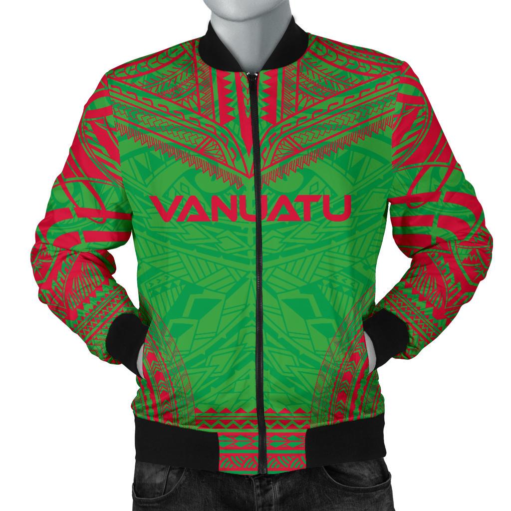 Vanuatu Flag Polynesian Chief Men's Bomber Jacket Green - Polynesian Pride