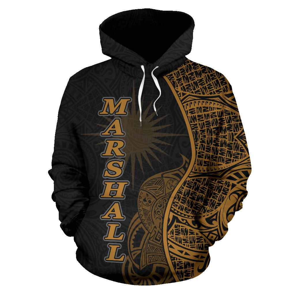 Marshall Islands Polynesian Hoodie Coconut Tree Gold - Polynesian Pride