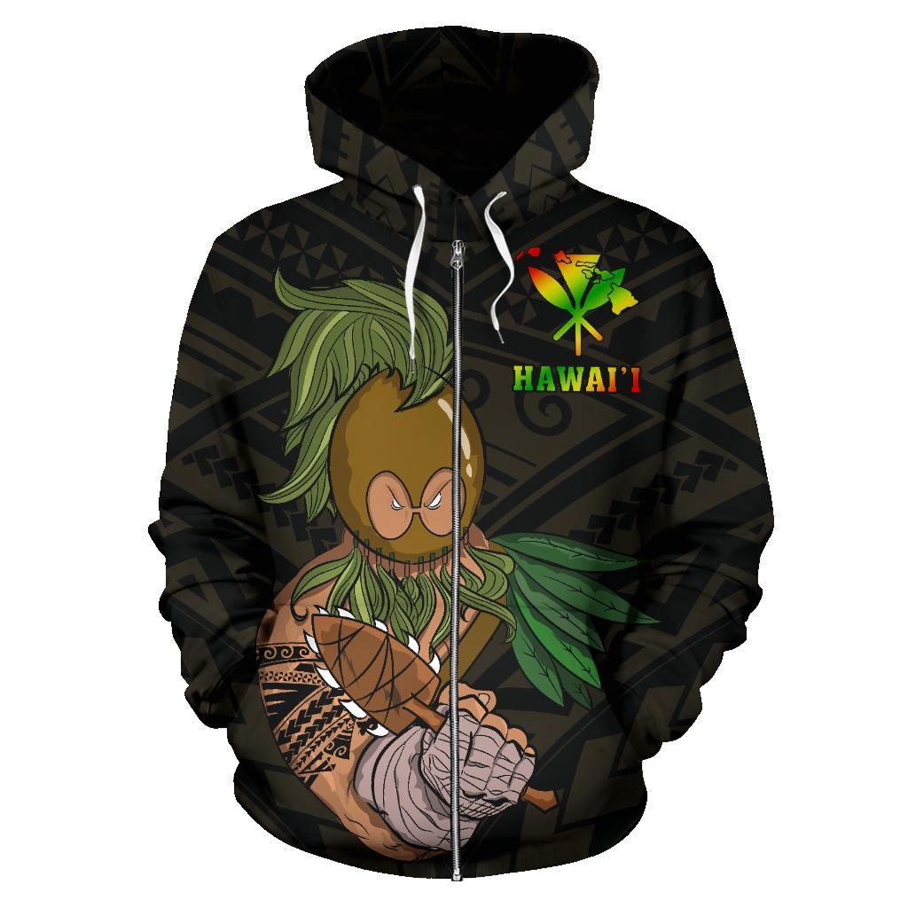 Hawaii Polynesian Map Kanaka Warrior Hoodie (Zip) - Polynesian Pride