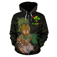 Hawaii Polynesian Map Kanaka Warrior Hoodie (Zip) - Polynesian Pride