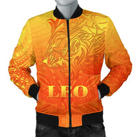 Sun In Leo Zodiac Men Bomber Jacket Polynesian Tattoo Simple - Orange Orange - Polynesian Pride