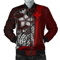 Polynesian Hawaii Men Bomber Jacket Red - Turtle with Hook - Polynesian Pride