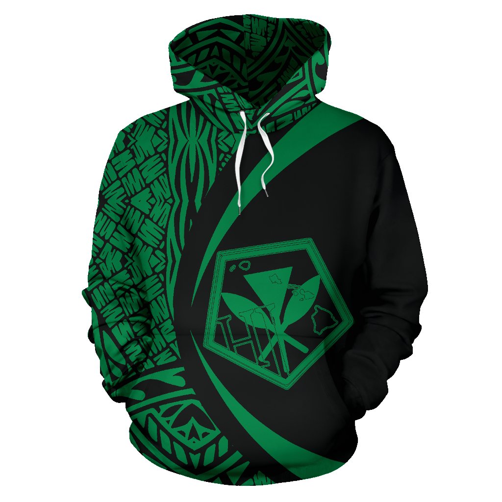 Kanaka Polynesian Tribal Hoodie Circle Style Green Color - Polynesian Pride
