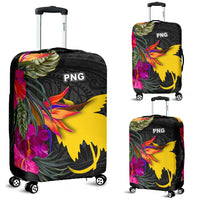 Papua New Guinea Luggage Covers - Hibiscus Polynesian Pattern Black - Polynesian Pride
