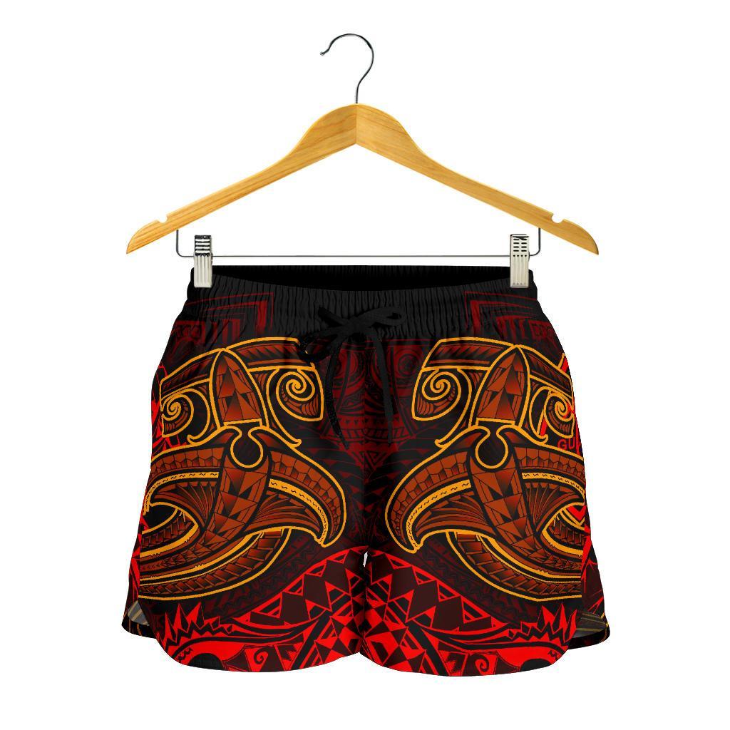 Guam Polynesian Women's Shorts - Red Shark Polynesian Tattoo - Polynesian Pride