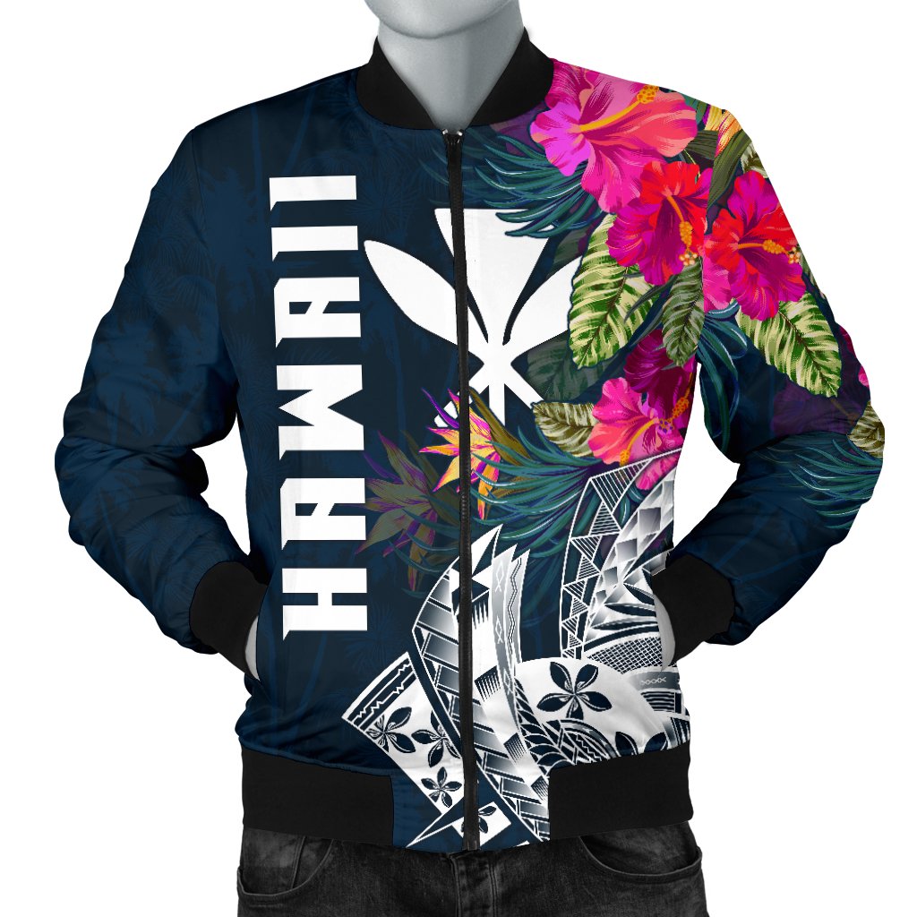 Polynesian Hawaii Men's Bomber Jacket - Summer Vibes Blue - Polynesian Pride