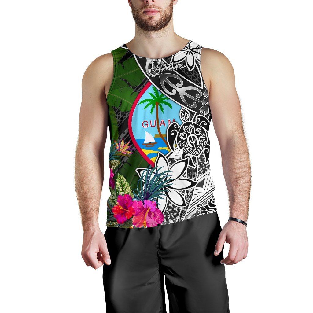 Guam Men Tank Top - Turtle Plumeria Banana Leaf - Polynesian Pride
