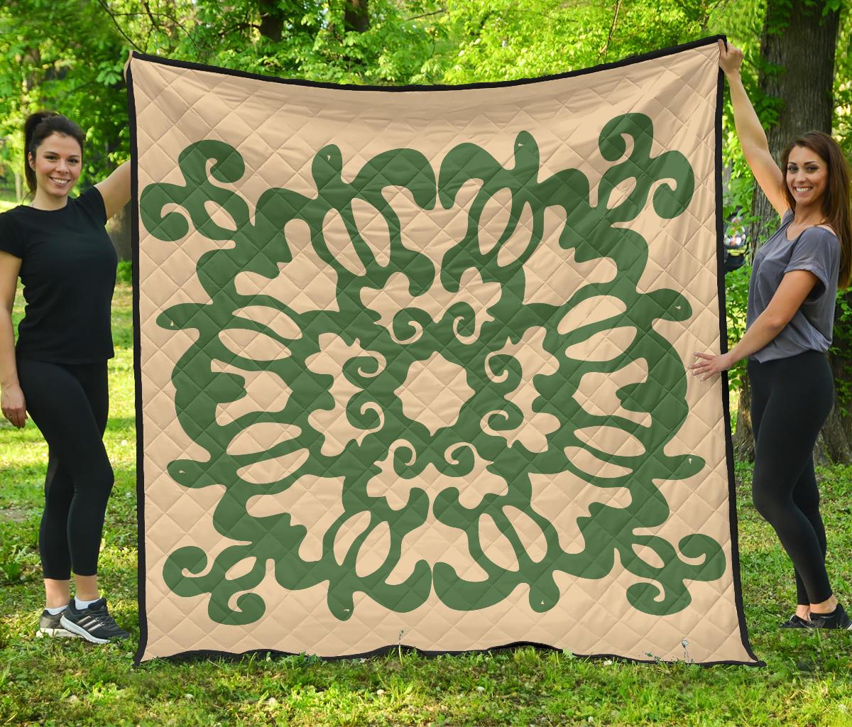 Hawaiian Quilt Turtle Pattern New Gold Premium Quilt - Skin Style - AH Gold - Polynesian Pride