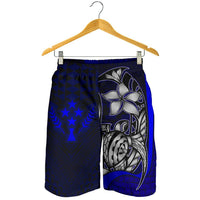 Kosrae Micronesian Men's Shorts Blue - Turtle With Hook - Polynesian Pride