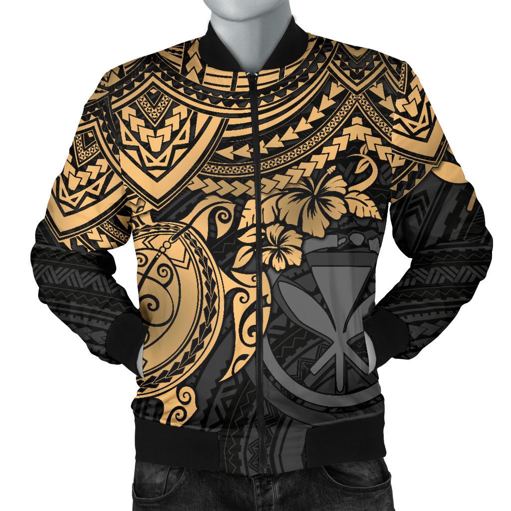 Polynesian Hawaii Bomber Jacket (Men) - Gold Turtle Gold - Polynesian Pride