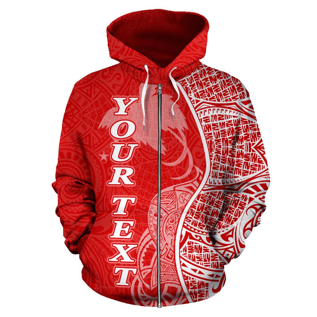 Papua New Guinea Polynesian Custom Zip up Hoodie Coconut Red White - Polynesian Pride