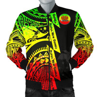 Polynesian Guinea Men's Bomber Jacket - Moana Maui Tattoo With Coat Of Arm Guinea Reggae - Polynesian Pride