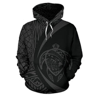 Polynesian Turtle Map of Hawaii Hoodie Gray Circle Style - Polynesian Pride