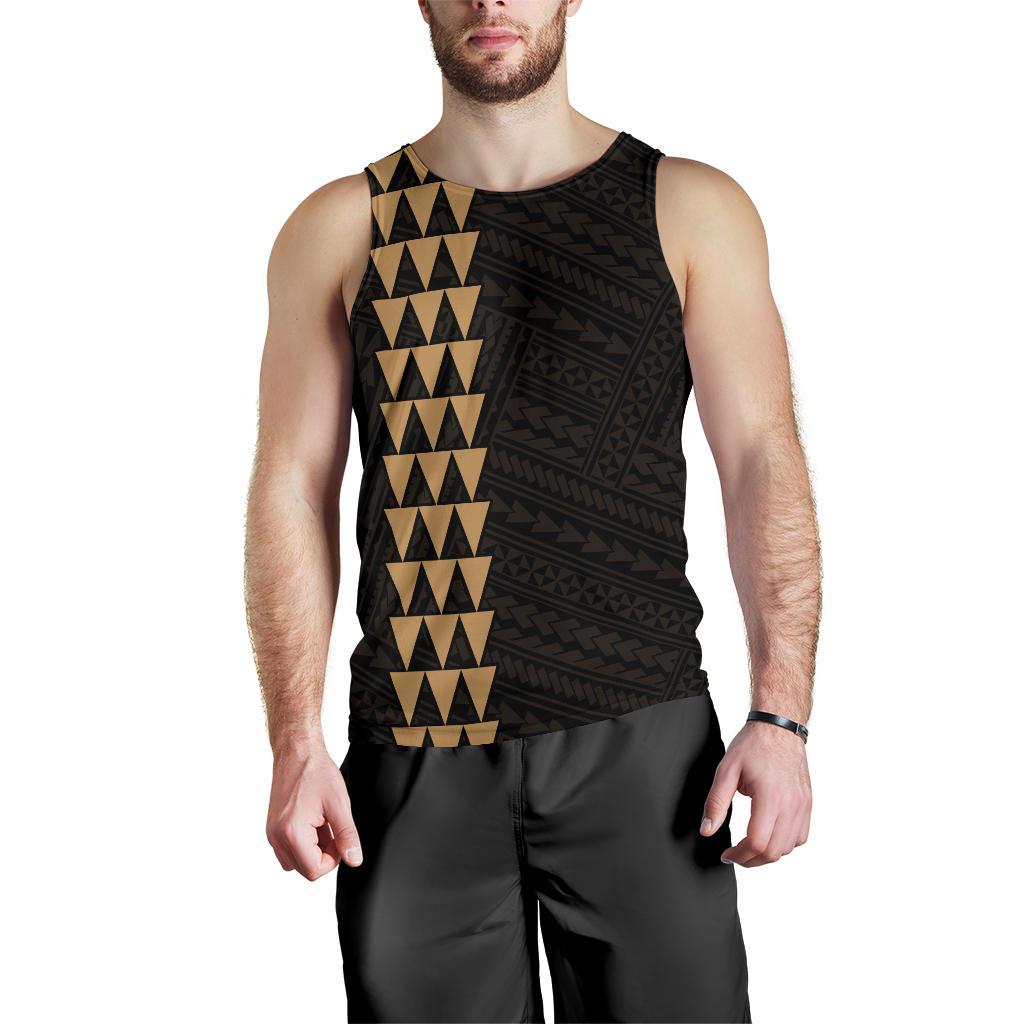 Hawaii Kakau Polynesian Three Turtles Map Men's Tank Top - Gold - Polynesian Pride