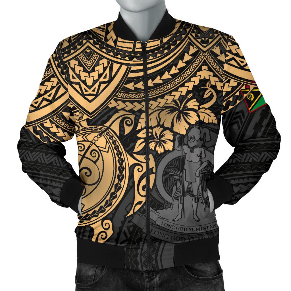 Vanuatu Polynesian Bomber Jacket (Men) - Gold Turtle Gold - Polynesian Pride