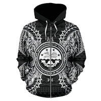 Federated States of Micronesian All Over Zip up Hoodie Map Black - Polynesian Pride