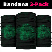 Hawaii Hula Girl Map Hibiscus Polynesian Bandana 3 - Pack - Unique Style Green - Polynesian Pride