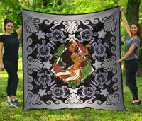 Hawaii Polynesian Premium Quilt - Hawaiian Dancing Girl Silver Silver - Polynesian Pride