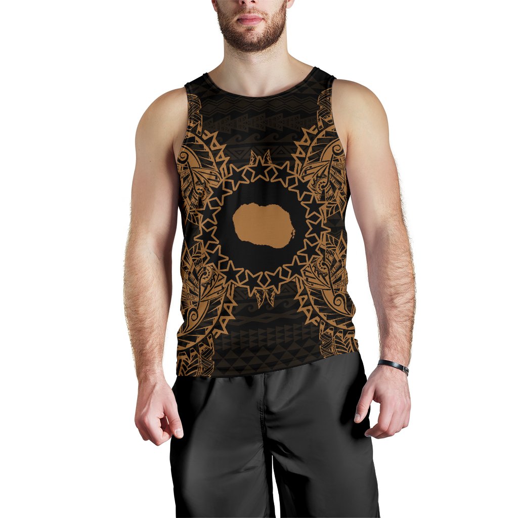 Cook Islands Polynesian Men Tank Top Map Gold Gold - Polynesian Pride