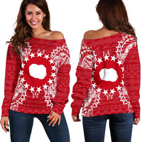 Cook Islands Polynesian Shoulder Sweater Map Red White Red - Polynesian Pride