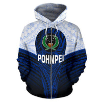 Pohnpei Polynesian Zip up Hoodie Pohnpei Flag Polynesian Tattoo - Polynesian Pride