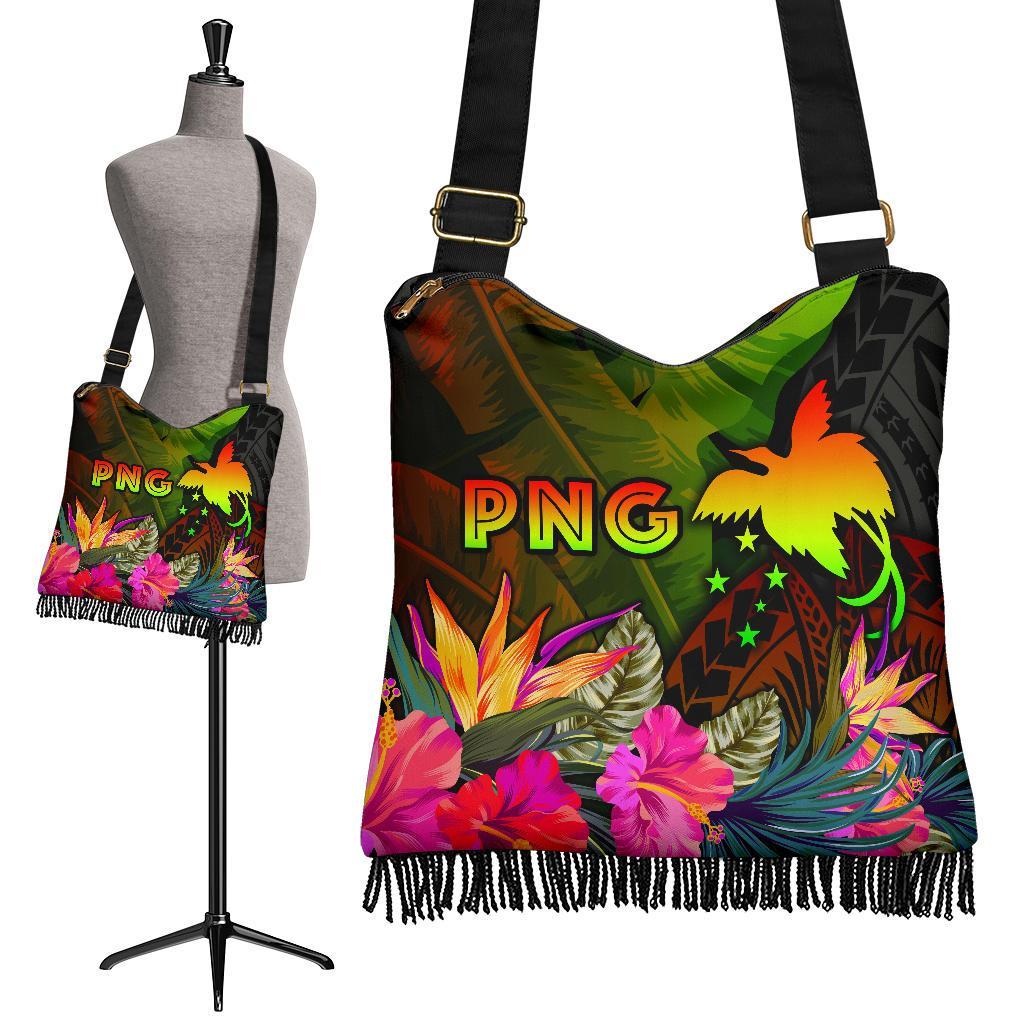 Papua New Guinea Polynesian Crossbody Boho Handbag - Hibiscus and Banana Leaves One Style One Size Reggae - Polynesian Pride
