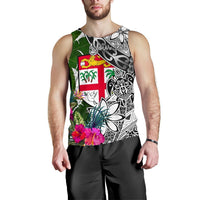 Fiji Custom Personalised Men's Tank Top White - Turtle Plumeria Banana Leaf - Polynesian Pride