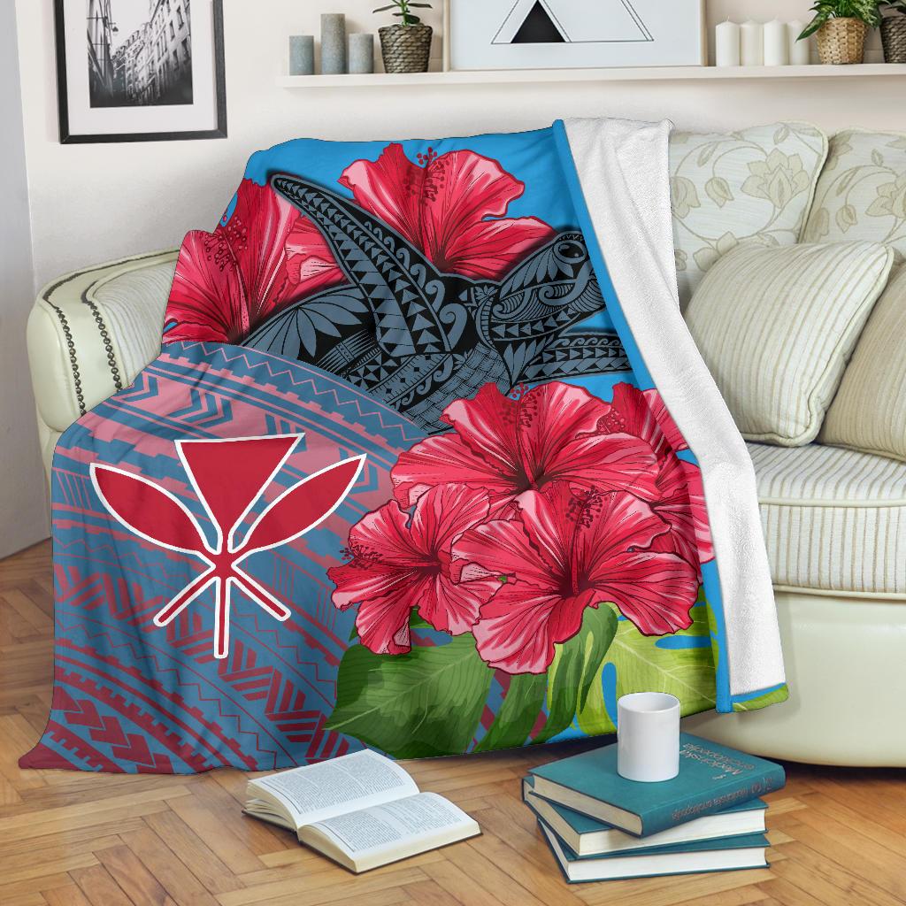 Hawaii Turtle Hibiscus Kanaka Pink Style - Premium Blanket AH - Polynesian Pride
