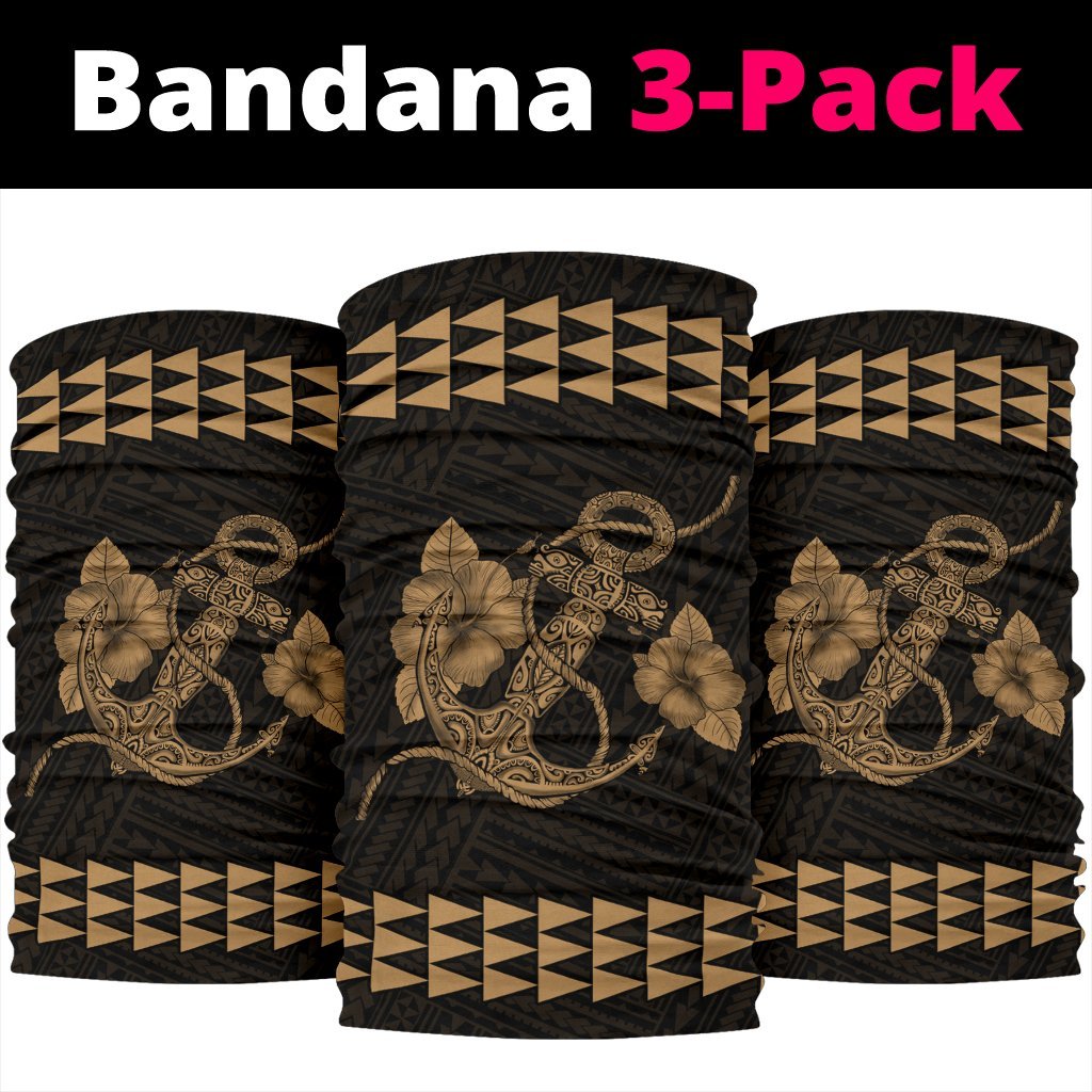 Hawaii Kakau Polynesian Anchor Bandana 3 - Pack - Gold - Polynesian Pride