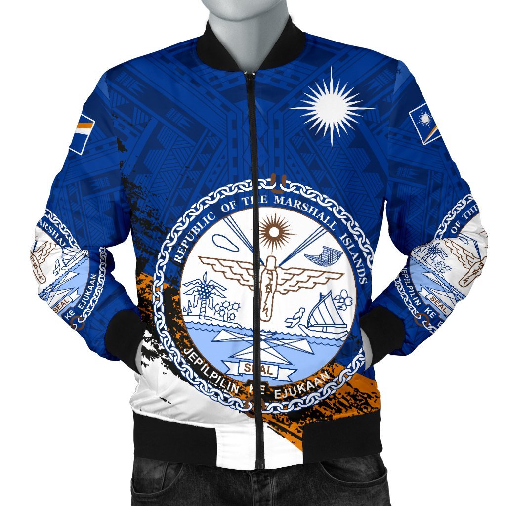 Marshall Islands Special Men's Bomber Jacket Black - Polynesian Pride