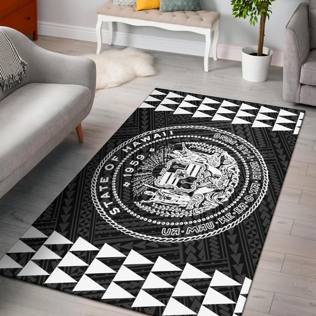 Kakau Seal Of Hawaii Polynesian - White Rug White - Polynesian Pride