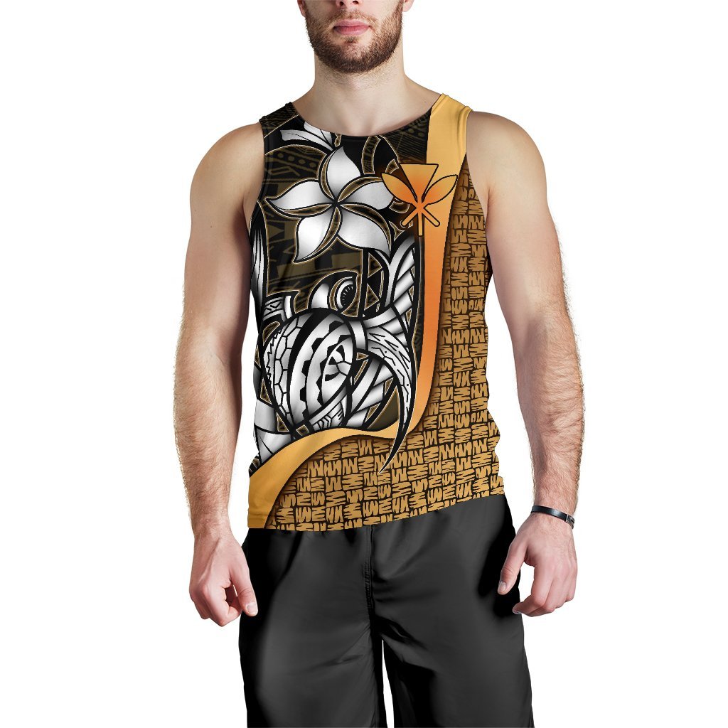 Polynesian Hawaii Men Tank Top Gold - Turtle with Hook - Polynesian Pride