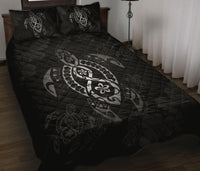 Hawaii Quilt Bed Set - Hawaii Polynesian Turtle Quilt Bed Set Flow Of Turtle Grey - Polynesian Pride