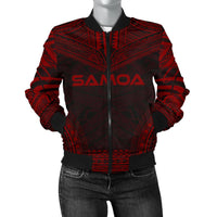Samoa Polynesian Chief Women'S Bomber Jacket - Red Version Red - Polynesian Pride