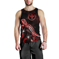 Hawaii Men Tank Top - Turtle With Blooming Hibiscus Red - Polynesian Pride