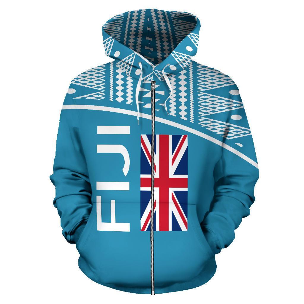 Fiji All Over Zip up Hoodie Tapa Curve Style - Polynesian Pride