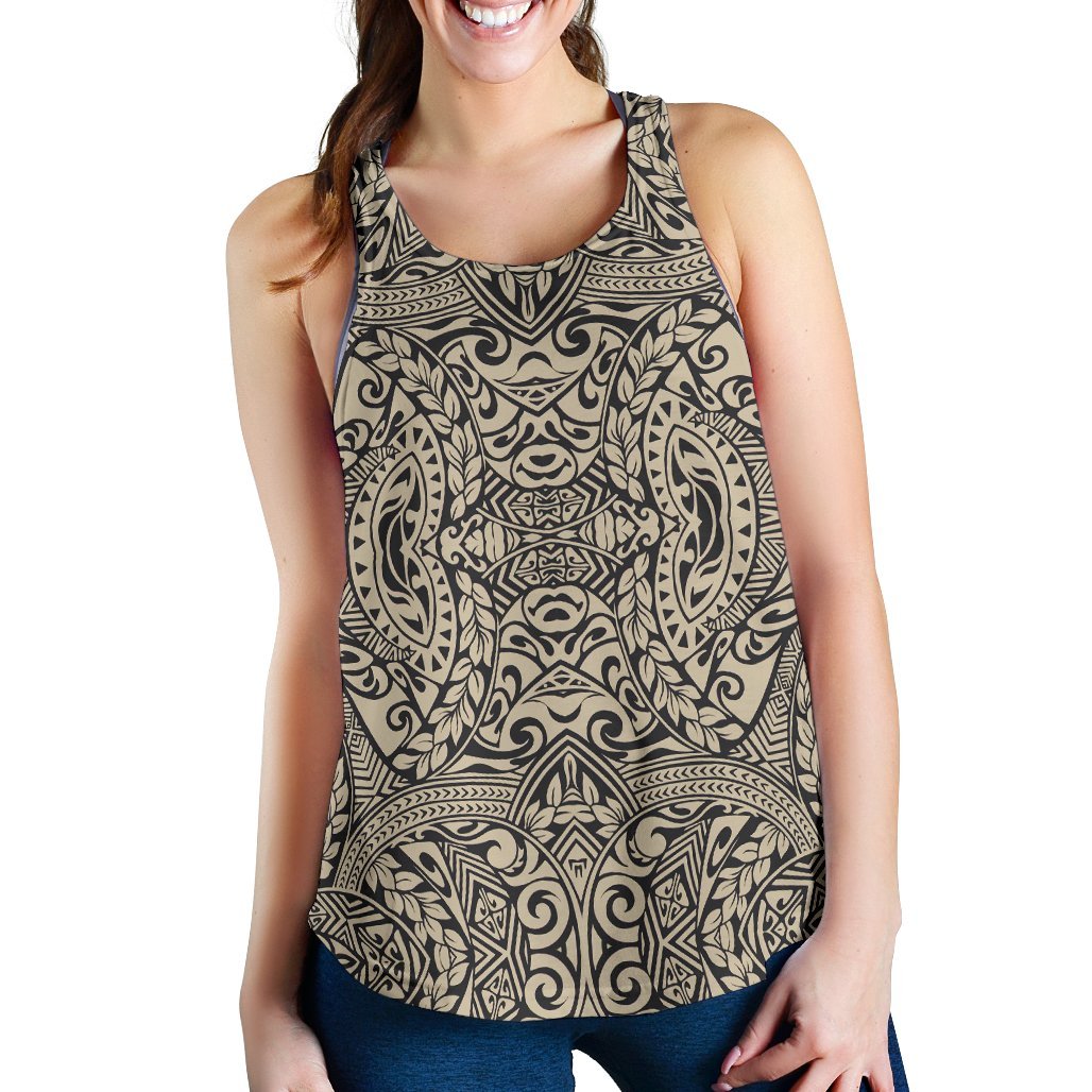 Polynesian Culture Old Women's Racerback Tank Top Gold - Polynesian Pride
