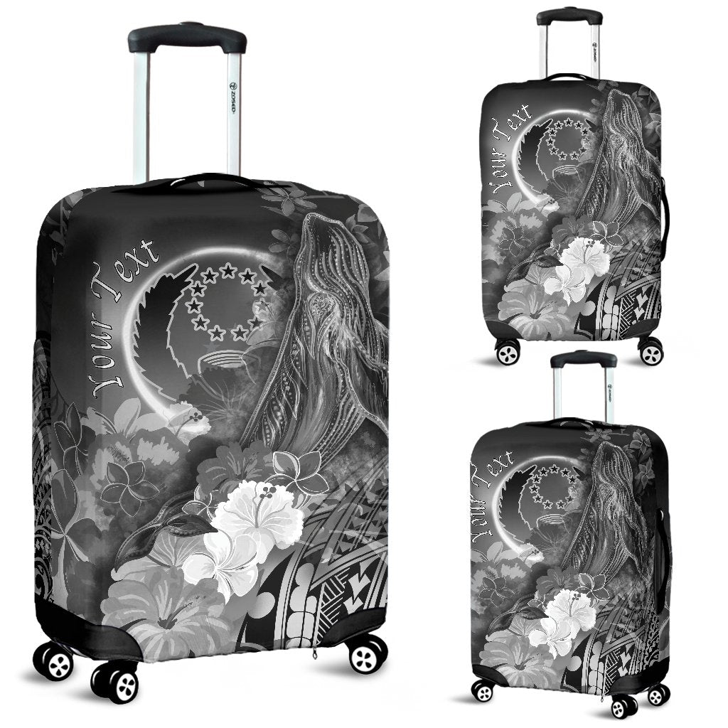 Pohnpei Custom Personalised Luggage Covers - Humpback Whale with Tropical Flowers (White) - Polynesian Pride