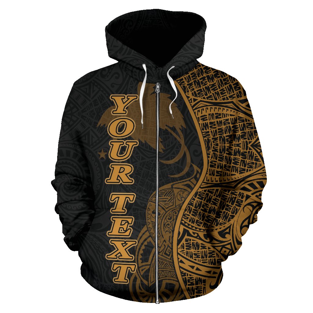 Papua New Guinea Polynesian Custom Zip up Hoodie Coconut Gold - Polynesian Pride