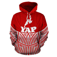 Yap Polynesian Hoodie Red Pride Map nd Seal - Polynesian Pride