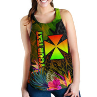 Wallis and Futuna Polynesian Personalised Women's Racerback Tank - Hibiscus and Banana Leaves - Polynesian Pride