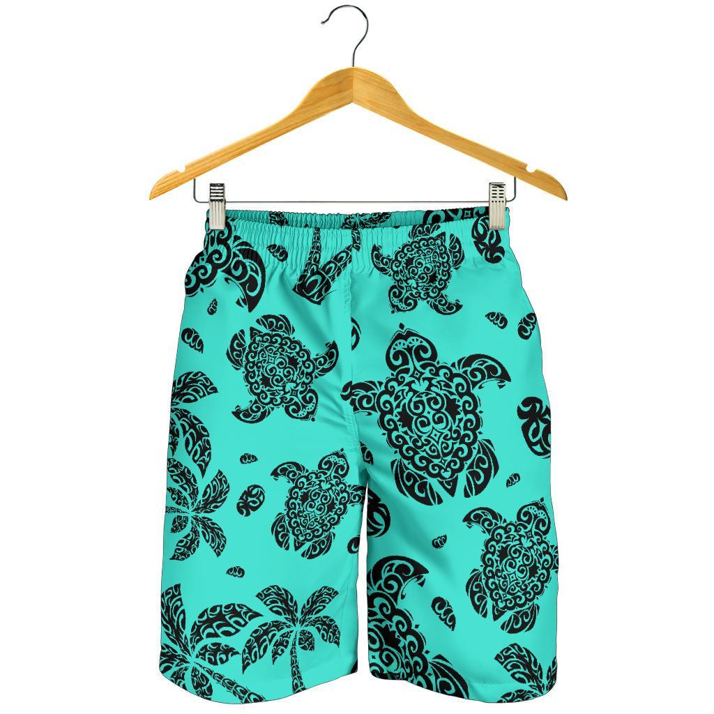 Polynesian Turtle Palm And Sea Pebbles Turquoise Men's Short - Polynesian Pride